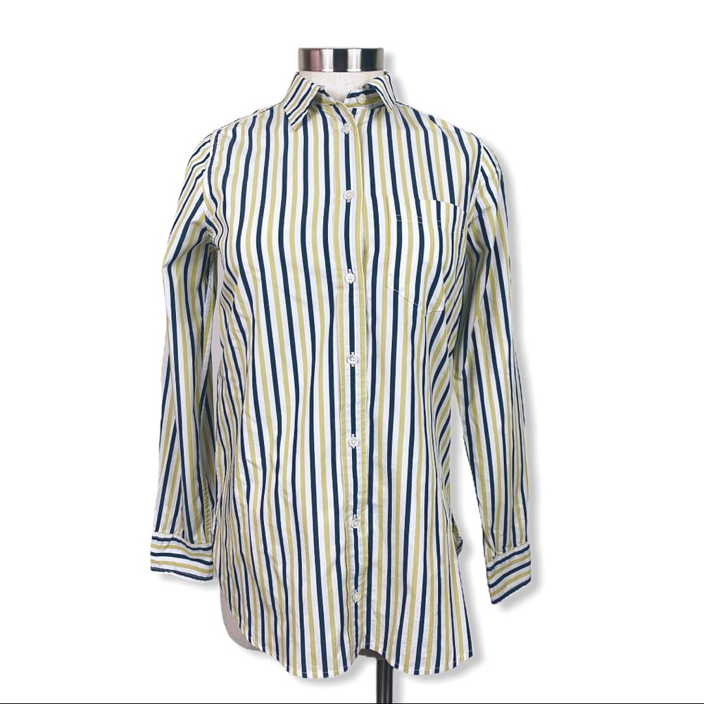 J. Crew Navy & Mustard Yellow Button Down Size 0
